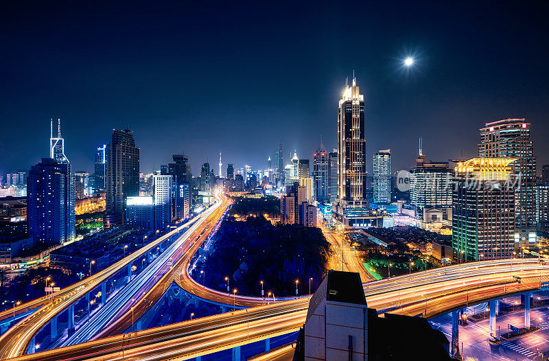 modern city with highway interchange